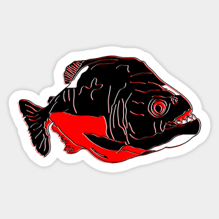 Piranha Fish Predator Amazon Wildlife Teeth Carnivore black Sticker